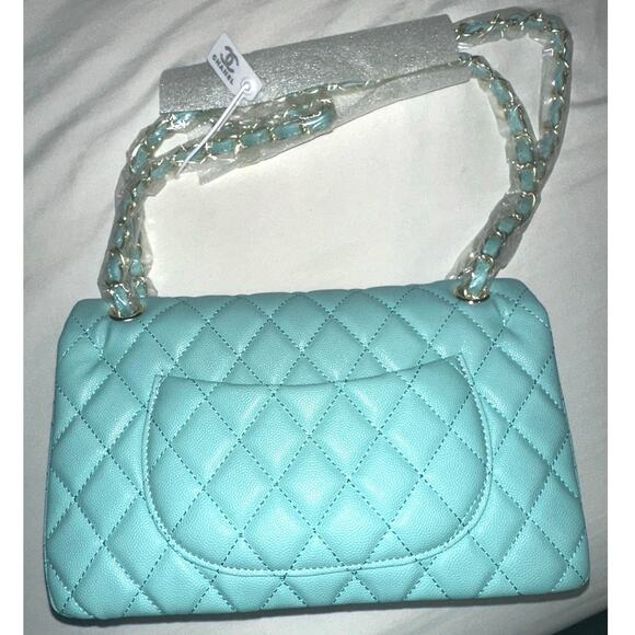 Chanel Tiffany Blue Caviar Quilted Classic gold hardware - Picture 5 of 5